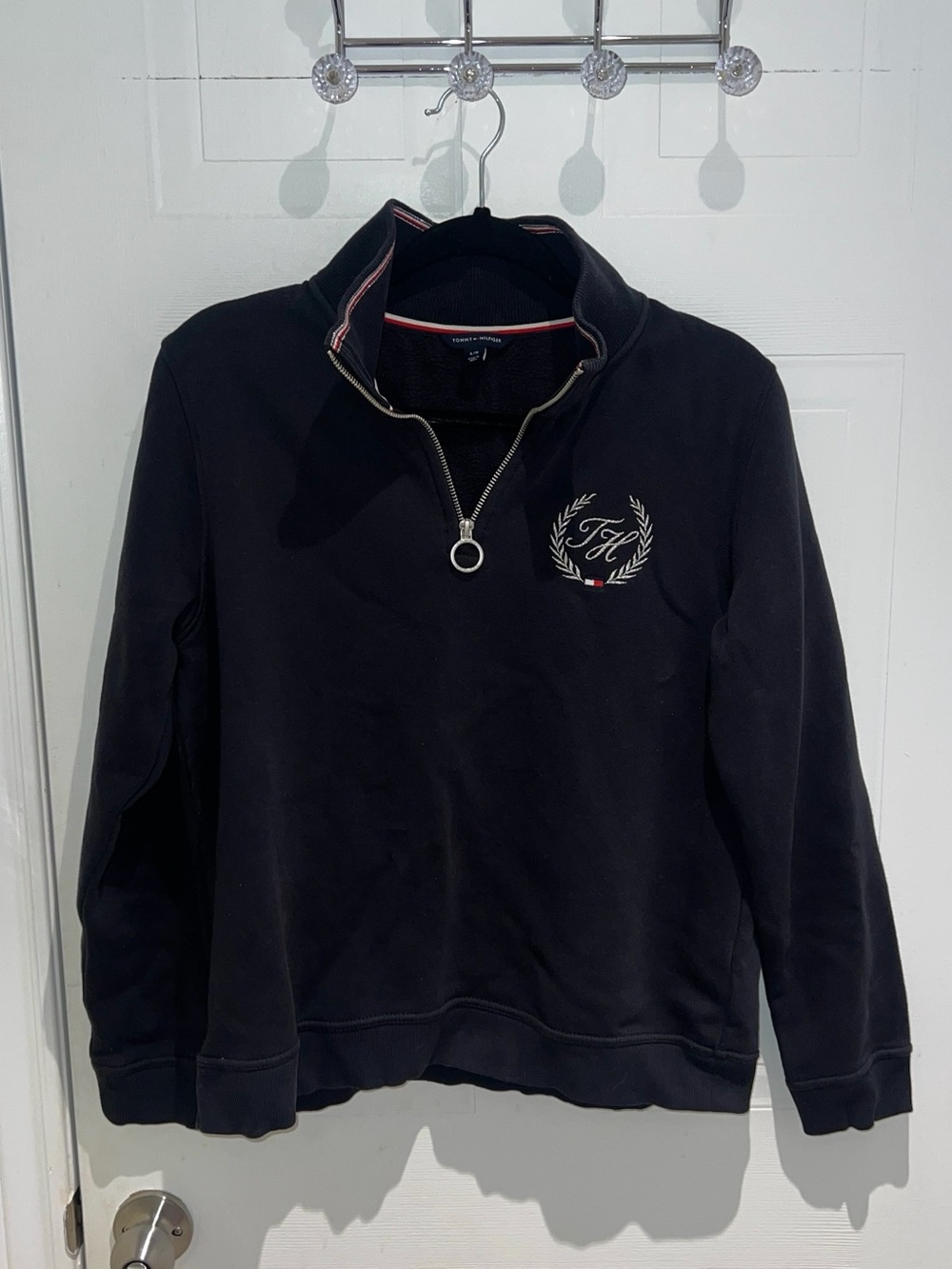 Tommy Hilfiger Quarter Zip Sweatshirt Women’s Size Large Casual Preppy Jumper